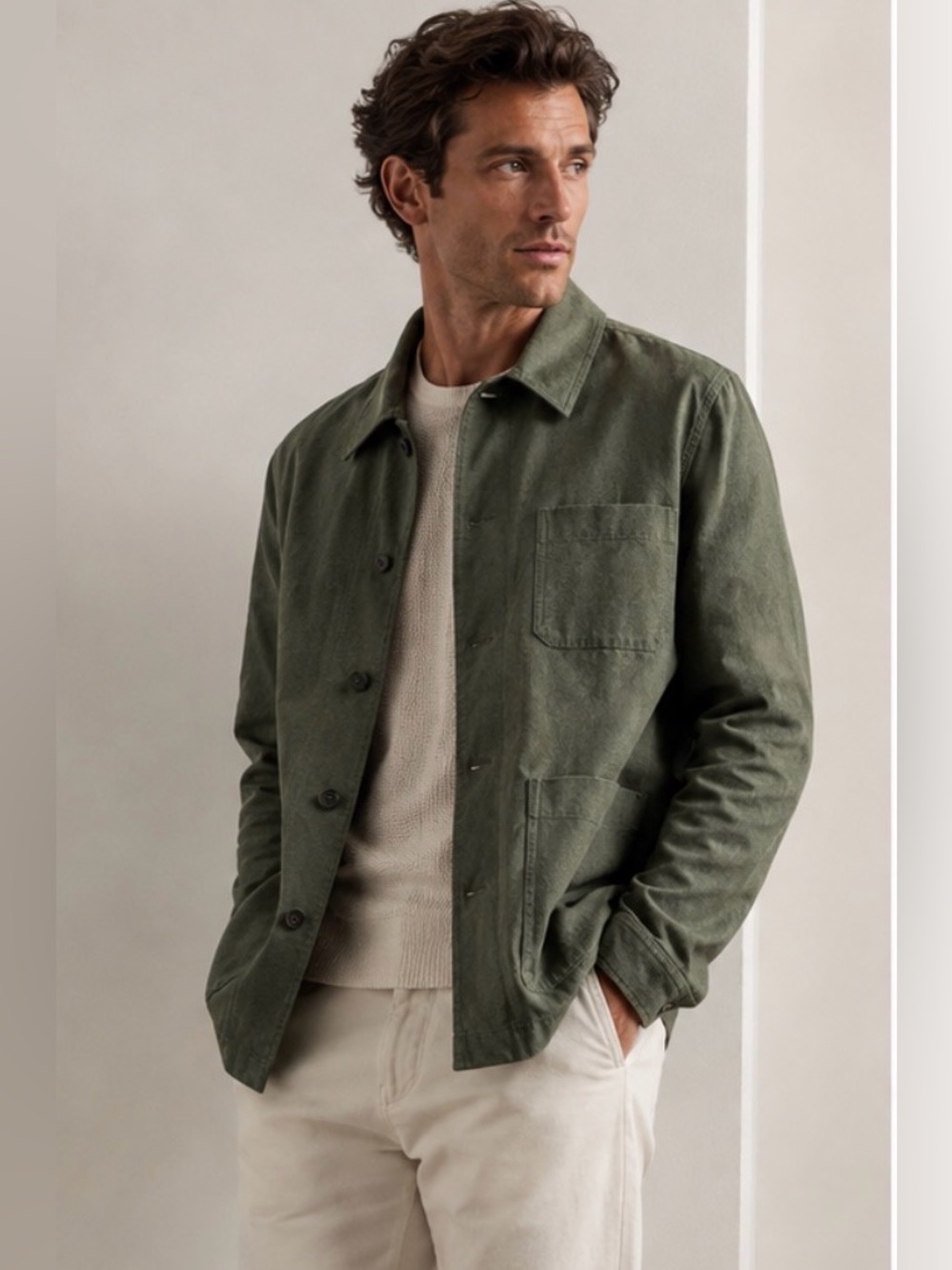 MR P. Cotton Field Jacket Olive Green Military Utility Textured Work Men’s S